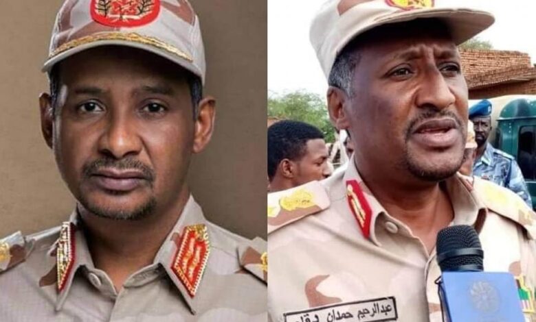 لوح في الأفق صراع خفي داخل قيادة مليشيا الدعم السريع السودانية، بين قائدها الأكثر اعتدالاً محمد حمدان دقلو، وشقيقه المتشدد عبد الرحيم دقلو، وسط تقاطع خطوط النفوذ والتهديدات العرقية التي تهدد التحالف الاستراتيجي بينهما