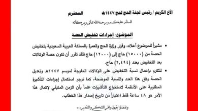 كشفت وثيقة  مسربة عن قيام السلطات السعودية بتخفيض حصة السودان من الحجاج إلى نحو 12 ألف حاج فقط، ما أدى إلى حرمان قرابة 3 آلاف مواطن سوداني من أداء الفريضة، رغم اكتمال إجراءاتهم الرسمية وسداد الرسوم.